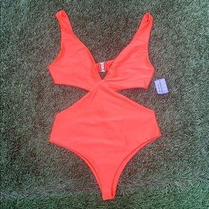 Windsor Neon Orange Cutout bathing suit